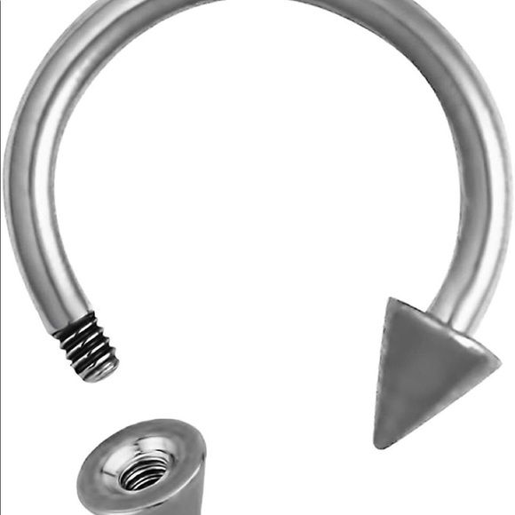 Spiked Horseshoe Ring Hoop 16g 13mm 1/2" Lip Nose - Picture 3 of 4